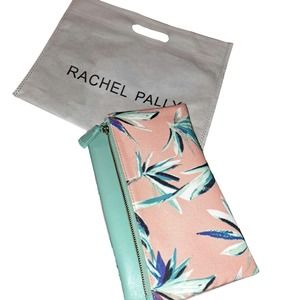 New with Dust Bag Rachel Pally Tropical Leather Trim Canvas Reversible Clutch